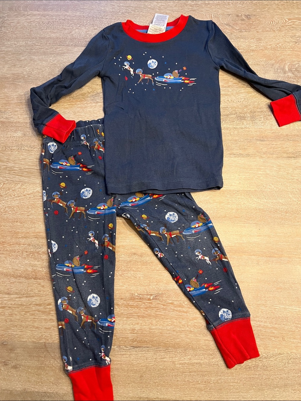 mini Boden 3T Santa space ship pajamas VGUC